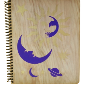 Cuaderno de madera personalizable Diálogo Cósmico